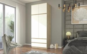 Mobene Mobene Szafa garderoba 90cm 2d 2sz sonoma mix nadstawka B-9N 3