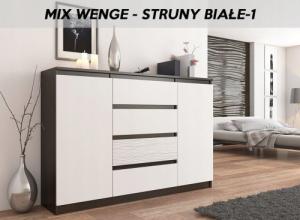 Mobene KOMODA 140CM SZAFKA 4 SZUFLADY 2 PÓŁKi WENGE MIX POŁYSK R140S4 MOBENE 2