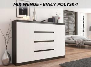 Mobene KOMODA 140CM SZAFKA 4 SZUFLADY 2 PÓŁKi WENGE MIX POŁYSK R140S4 MOBENE 3