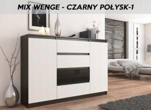 Mobene KOMODA 140CM SZAFKA 4 SZUFLADY 2 PÓŁKi WENGE MIX POŁYSK R140S4 MOBENE 4