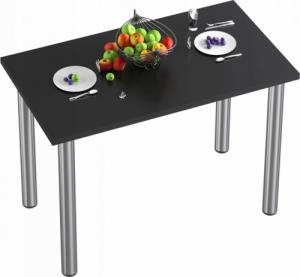 YRKE STÓŁ STOLIK KUCHENNY-80x50x36-CZARNY-NOGI CHROM 1