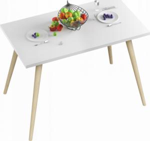 YRKE STÓŁ STOLIK KUCHENNY-100x55x36-BIAŁY-NOGI BUKOWE 1