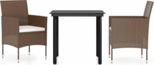 vidaXL vidaXL 3-cz. zestaw mebli ogrodowych z poduszkami, brązowo-czarny 2