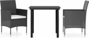 vidaXL vidaXL 3-częściowy zestaw mebli ogrodowych z poduszkami, czarny 2