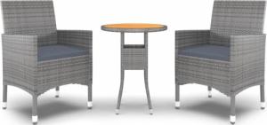 vidaXL vidaXL 3-częściowy zestaw mebli ogrodowych, polirattan, szary 2