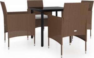 vidaXL vidaXL 5-cz. zestaw mebli ogrodowych z poduszkami, brązowo-czarny 2