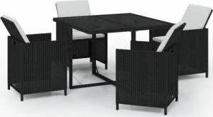 vidaXL vidaXL 5-cz. zestaw mebli ogrodowych z poduszkami, polirattan, czarny 2