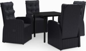 vidaXL 5-częściowy zestaw mebli ogrodowych z poduszkami, czarny 2