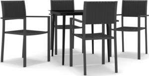 vidaXL 5-częściowy zestaw mebli ogrodowych, czarny 2