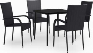 vidaXL 5-częściowy zestaw mebli ogrodowych, czarny 2