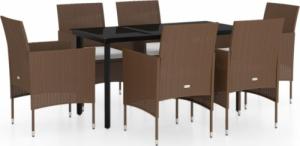 vidaXL 7-cz. zestaw mebli ogrodowych, z poduszkami, brązowo-czarny 2