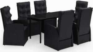 vidaXL vidaXL 7-częściowy zestaw mebli ogrodowych z poduszkami, czarny 2