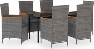 vidaXL 7-częściowy zestaw mebli ogrodowych z poduszkami, szary 2
