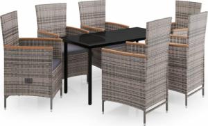 vidaXL 7-częściowy zestaw mebli ogrodowych z poduszkami, szary 2