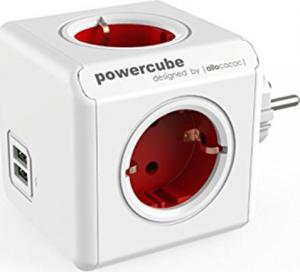 PowerCube Rozgałęźnik Original USB Typ F Schuko czerwony (1203RD/DEOUPC) 1