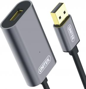 Kabel USB Unitek USB-A - USB-A 5 m Srebrny (Y-271) 1