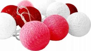 Cotton balls Kula Led Biało Czerwone 20x Girlanda 1