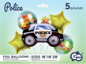 GoDan Balony foliowe zestaw Policja 5 szt 1