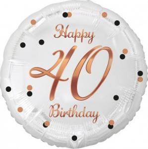 GoDan Balon foliowy Happy 40 Birthday biały 45cm 1