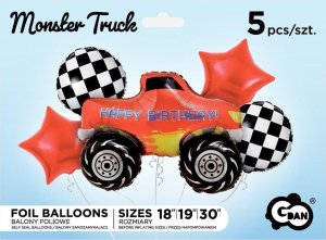 GoDan Balony foliowe zestaw Monster Truck 5szt 1