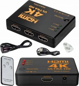 HDMI SWITCH ROZDZIELACZ 3 DO 1 4K Ultra HD + Pilot 1