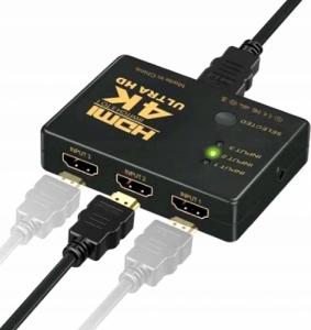 HDMI SWITCH ROZDZIELACZ 3 DO 1 4K Ultra HD + Pilot 5