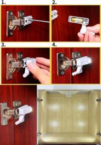 1x Lampka Do Szafki Szafy Na Zawias Drzwiczki LED 7