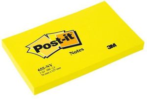3M Bloczek samoprzylepne karteczki POST-IT® (655N), 127x76mm, 100 szt., jaskrawy żółty 1