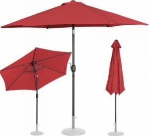 Uniprodo Parasol ogrodowy tarasowy okrągły uchylny z korbką śr. 270 cm bordowy 1