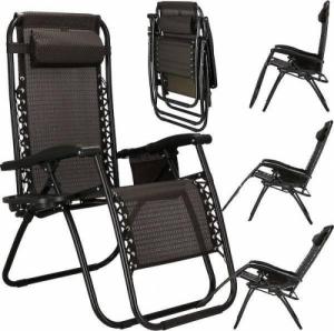 Springos Leżak ogrodowy zero gravity z zagłówkiem beżowo-brązowy 16