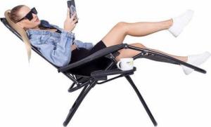 Springos Leżak ogrodowy zero gravity z zagłówkiem beżowo-brązowy 17