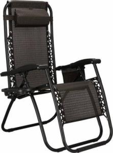 Springos Leżak ogrodowy zero gravity z zagłówkiem beżowo-brązowy 18