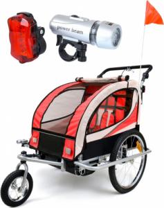 Funfit Przyczepka rowerowa z amortyzatorem 2-osobowa czerwona 2