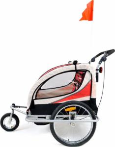 Funfit Przyczepka rowerowa z amortyzatorem 2-osobowa czerwona 16