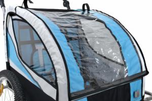 Funfit Przyczepka rowerowa z amortyzatorem 2-osobowa +JOGGER niebieska 13