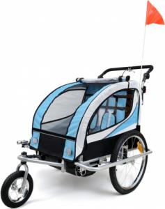 Funfit Przyczepka rowerowa z amortyzatorem 2-osobowa +JOGGER niebieska 10
