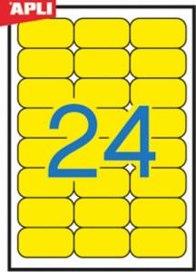 Apli Etykiety kolorowe APLI, 70x37mm, zaokrąglone, żółte, 20 ark. 2