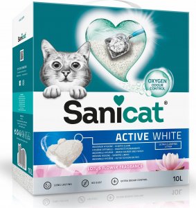 Żwirek dla kota Sanicat Active White, żwirek, dla kotów, lotos,10L, zbrylający 1