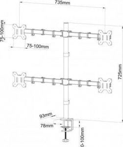 Art Uchwyt biurkowy na 4 monitory 13" - 27" L-04N (RAMART L-04N) 2