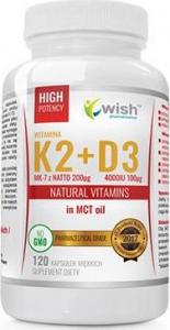 Wish Pharmaceutical WISH Pharmaceutical Vitamin K2 Mk-7 200mcg + D3 100mcg in MCT oil - 120caps 1