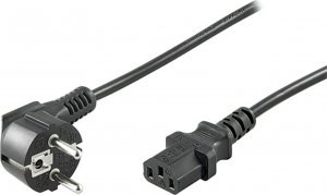 Kabel zasilający Kabel sieciowy 230V zasilacz, CEE7 (widelec)-C13, 1m, VDE approved, czarny, No Name 1