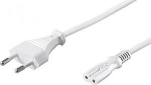 Kabel zasilający Kabel sieciowy 230V zasilacz, CEE7 (widelec)-C7, 1.5m, VDE approved, biały, No Name, 2 pinová koncovka 1
