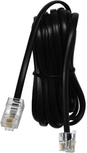 Kabel telefoniczny 4-żyłowy, RJ11 M-RJ45 M, 10m, płaski, czarny, do ADSL modem 1