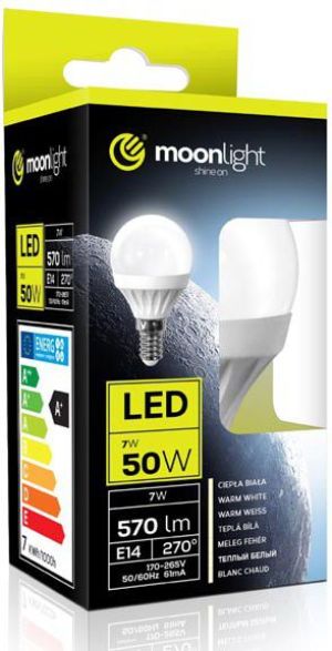 Moonlight E14, 7W, 570lm, ciepła, 45mm/83mm (ML-G45-7W-CB) 2