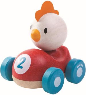 Plan Toys Drewniana wyścigówka kurczak - 212215 1