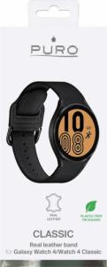 Puro PURO Classic Leather Band Skórzany pasek do Samsung Galaxy Watch 4 / Watch 4 Classic (czarny) 3