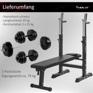 Movit Ławka Fitness czarna + zestaw hantli 60 kg 2
