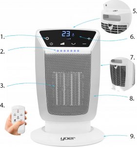 Termowentylator Yoer FARELKA Elektryczna TERMOWENTYLATOR Ceramiczny EKO Grzejnik 2000W + WENTYLATOR + Pilot - YOER Blower FH02W 3