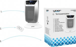 Termowentylator Yoer FARELKA Elektryczna TERMOWENTYLATOR Ceramiczny EKO Grzejnik 2000W + WENTYLATOR + Pilot - YOER Blower FH02W 12