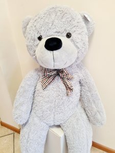 Blue Ride Klasyczny Miś Pluszowy z kokardą 160 cm GIGANT SZARY 5